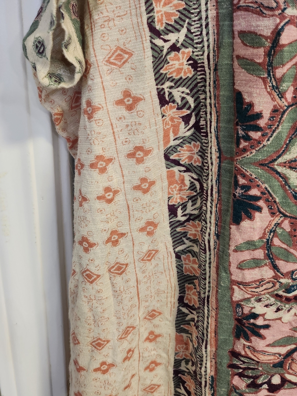Lucky Brand Cream Scoop Neck Top with Pink & Sage Medallion Print - Picture 4 of 9